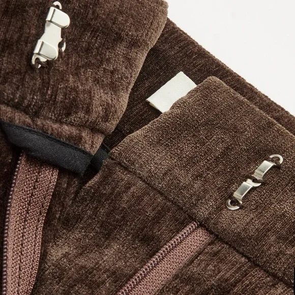 Commense Mid Waist Wide Leg Velvet Pants-NWT-M - Picture 3 of 4